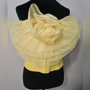 New York & Company Yellow Ruffle Crop Top